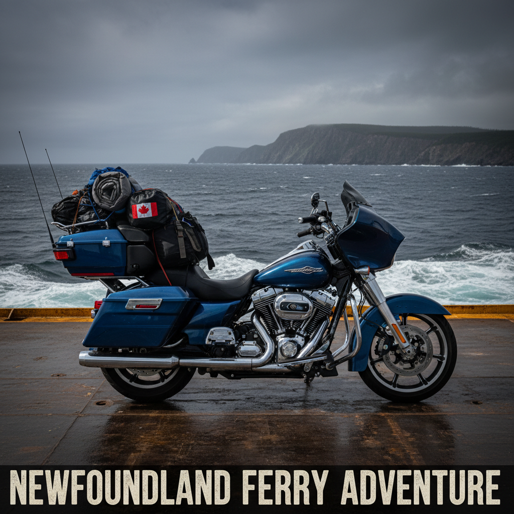 Indian Pursuit loaded on ferry deck for Newfoundland crossing