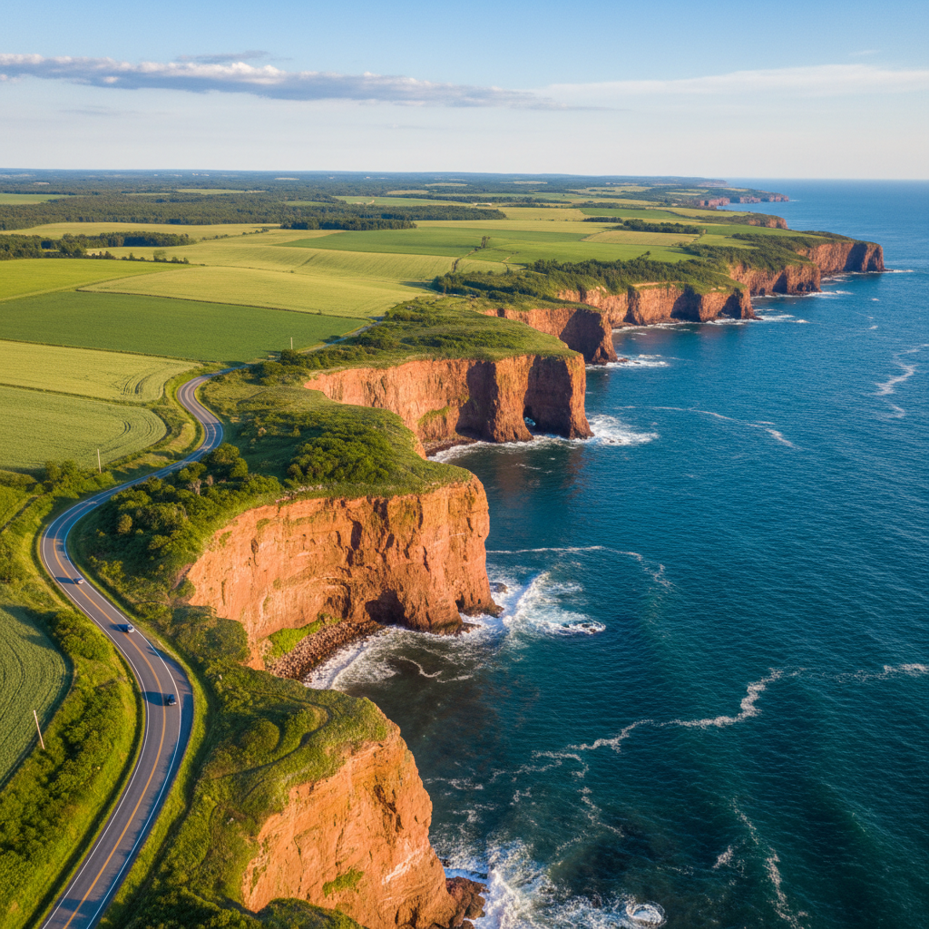 Prince Edward Island red cliffs coastal road