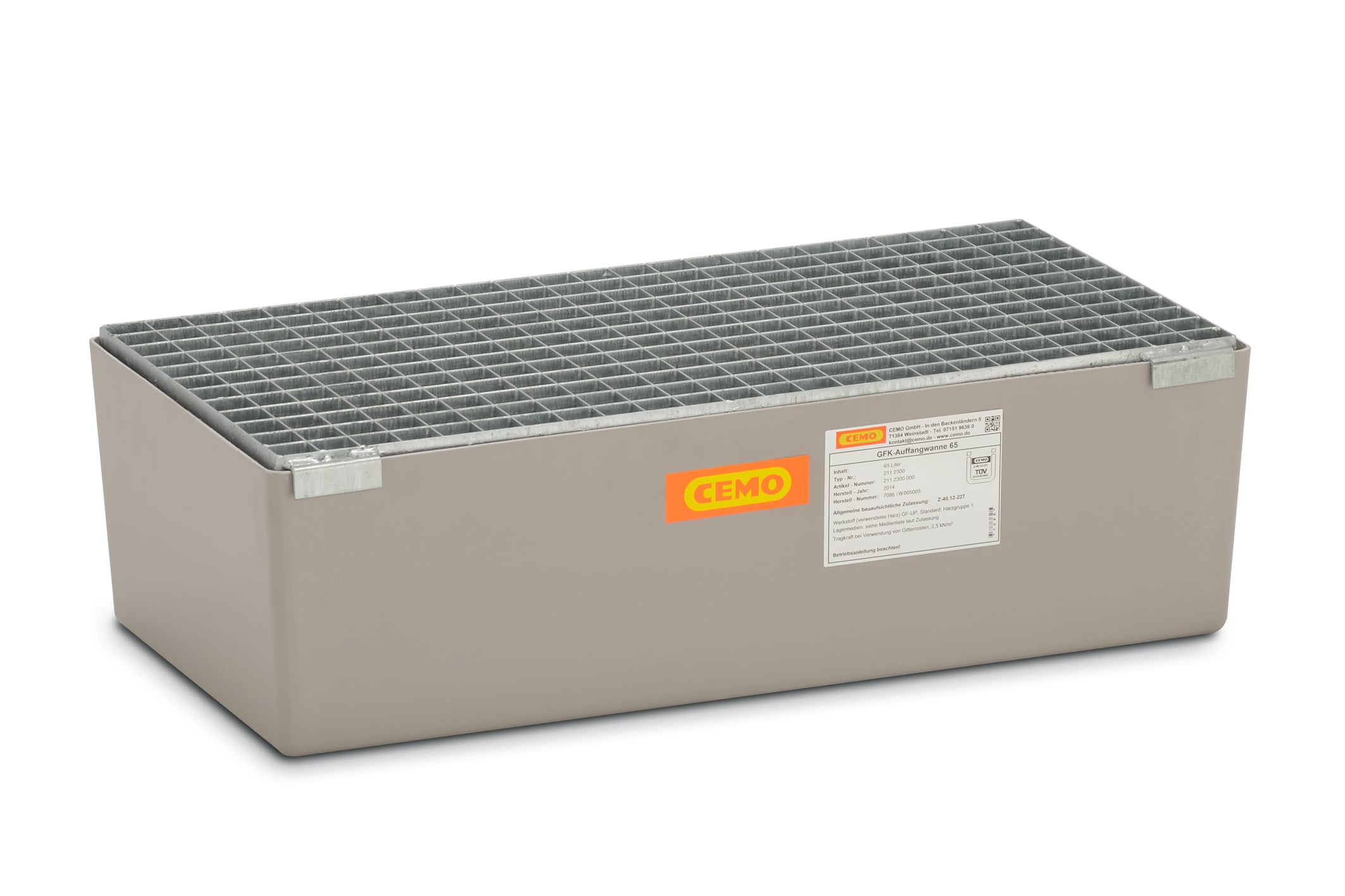 GRP sump pallet 65 with galvanised steel grating