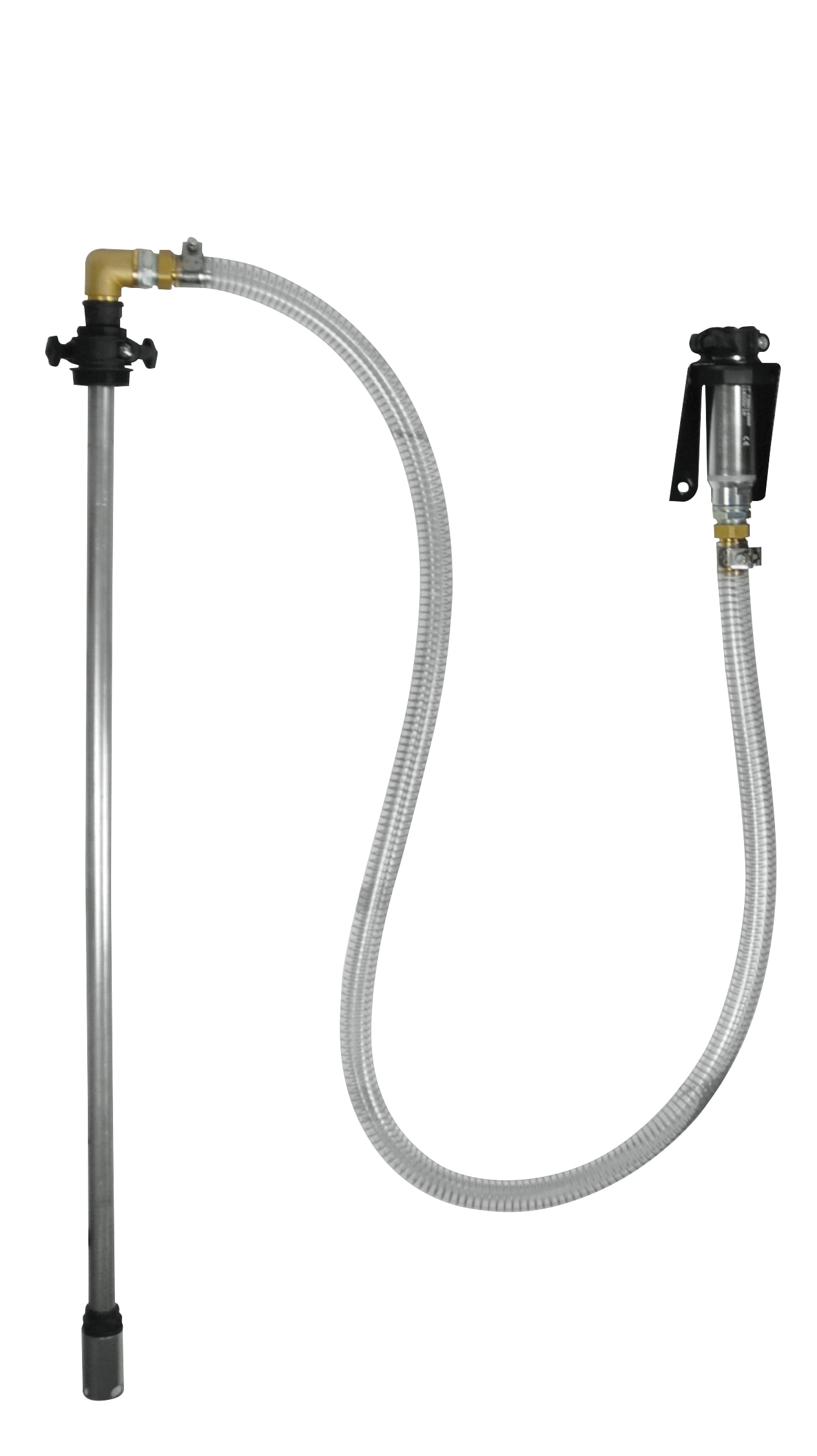 Suction pipe and hose set for drums 200 L, including wall bracket