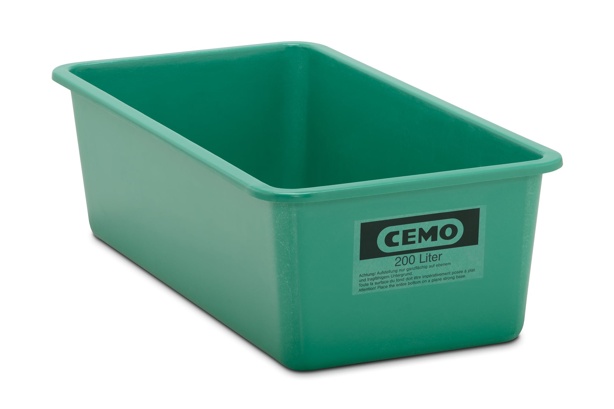 Rechthoekige container van 200 liter, plat, groen