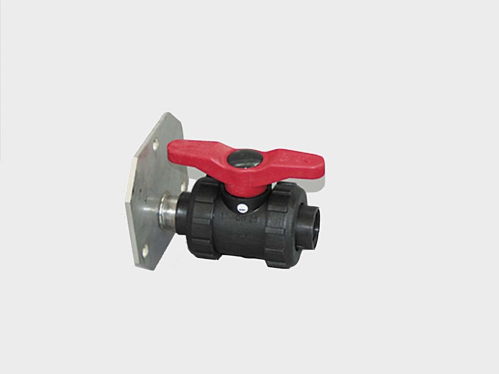 PP ball valve 1"IT, with stainless steel flange 100mm