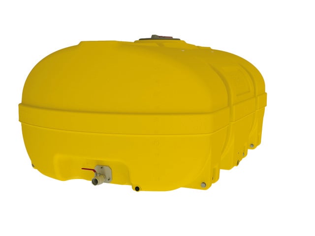 PE-vat 5000 l, doosvormig, met scharnierend deksel 380, met schotten, geel RAL 1023
