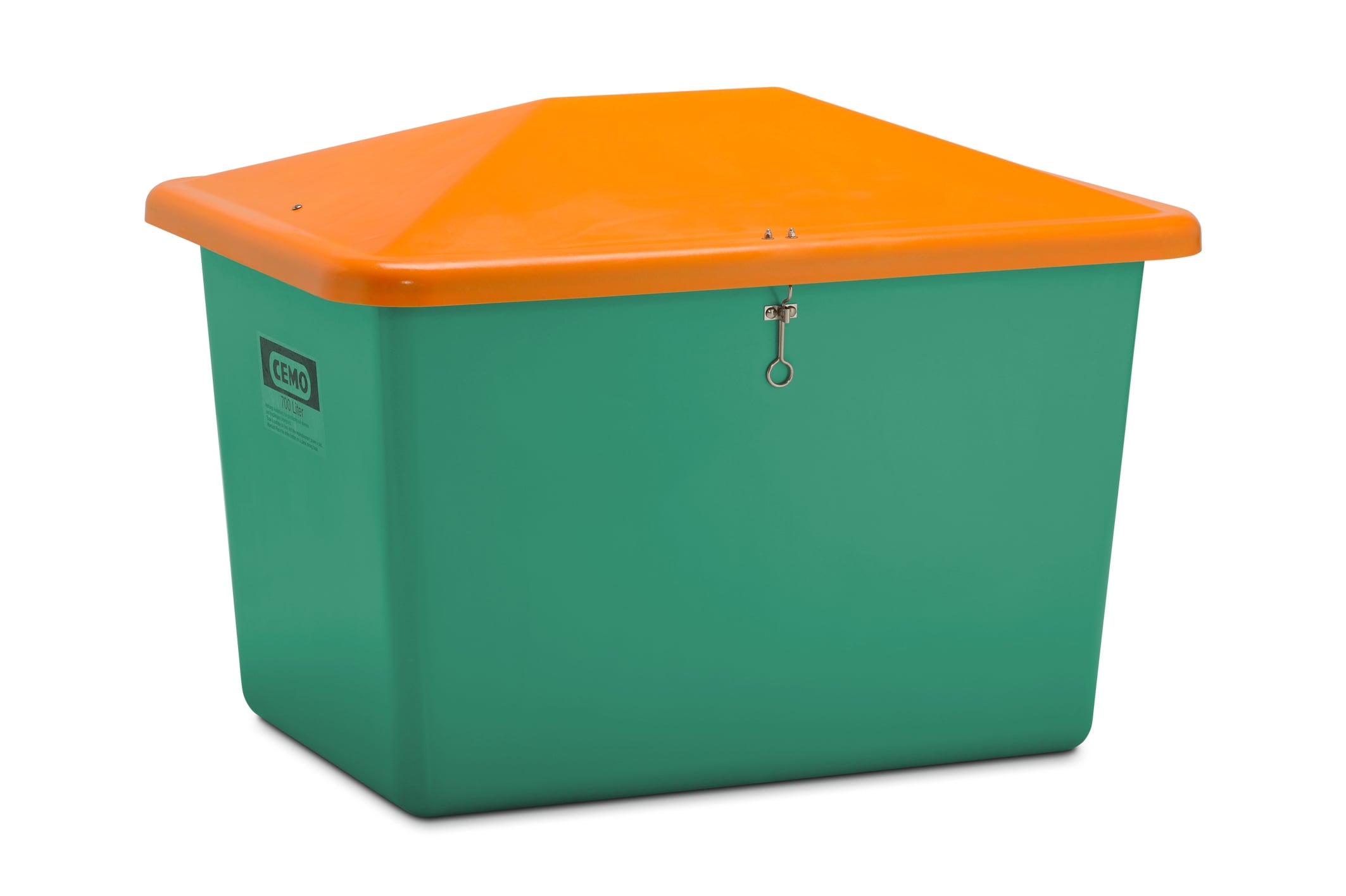 GRP Grit container 700 L, green/orange, without chute