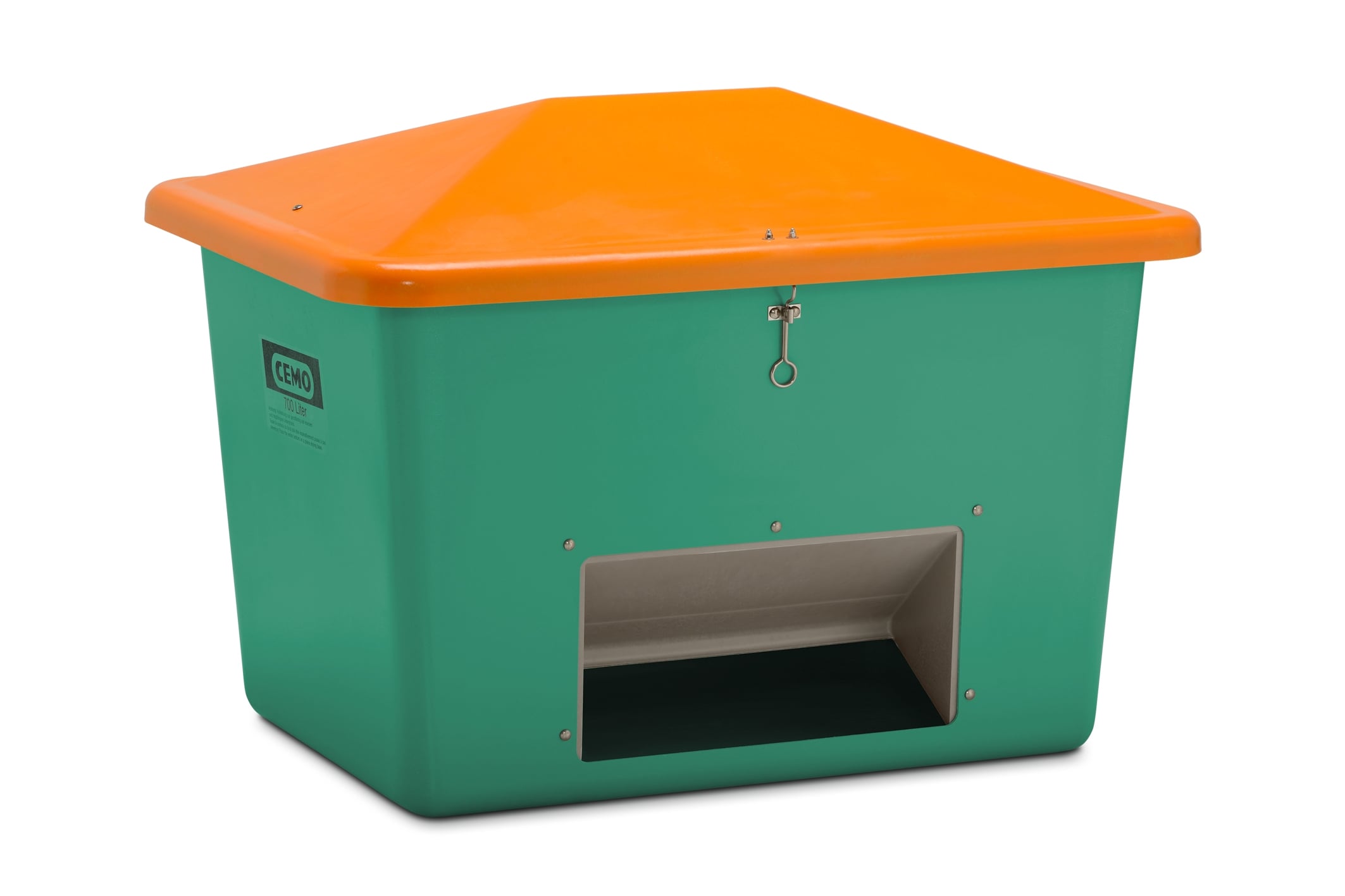 GRP Grit container 700 L, green/orange,