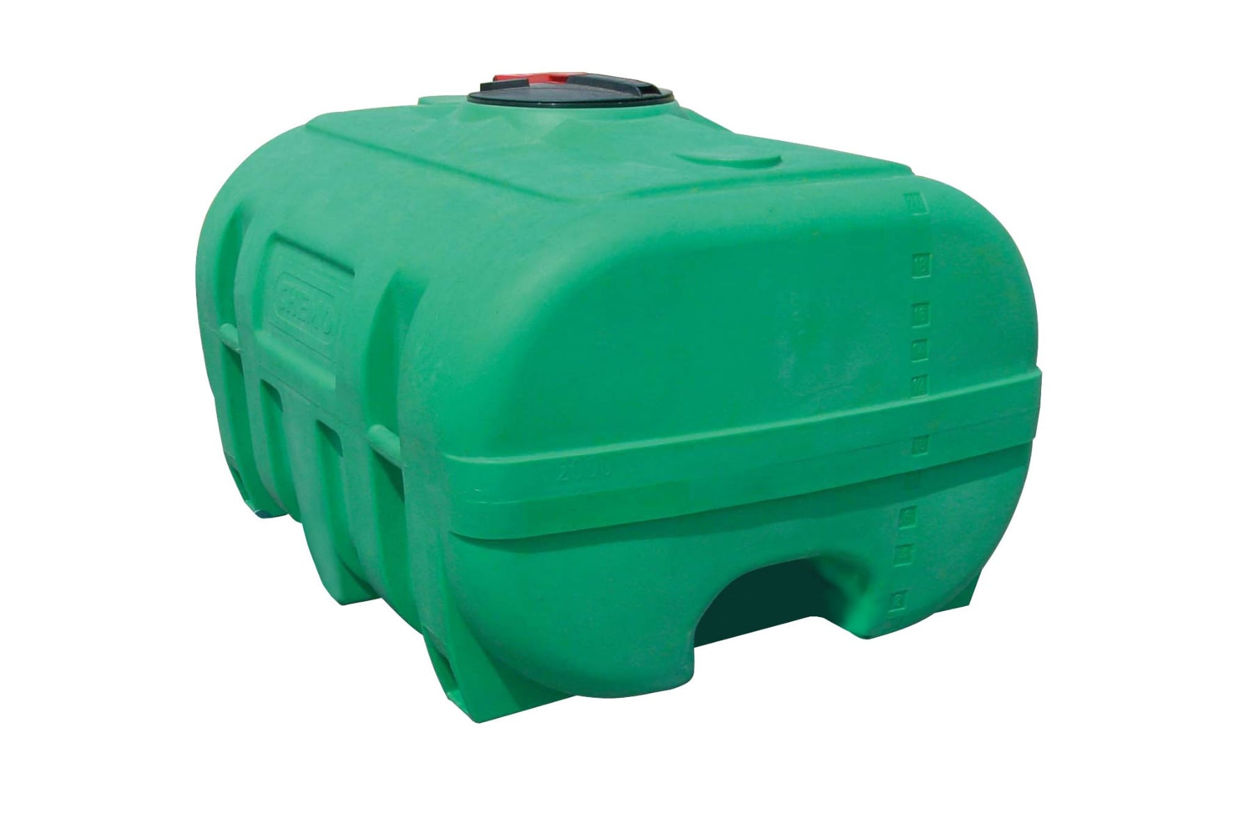 PE-tank 2000 l,trunk shaped,with baffles with flap lid dia. 380, green RAL 6029