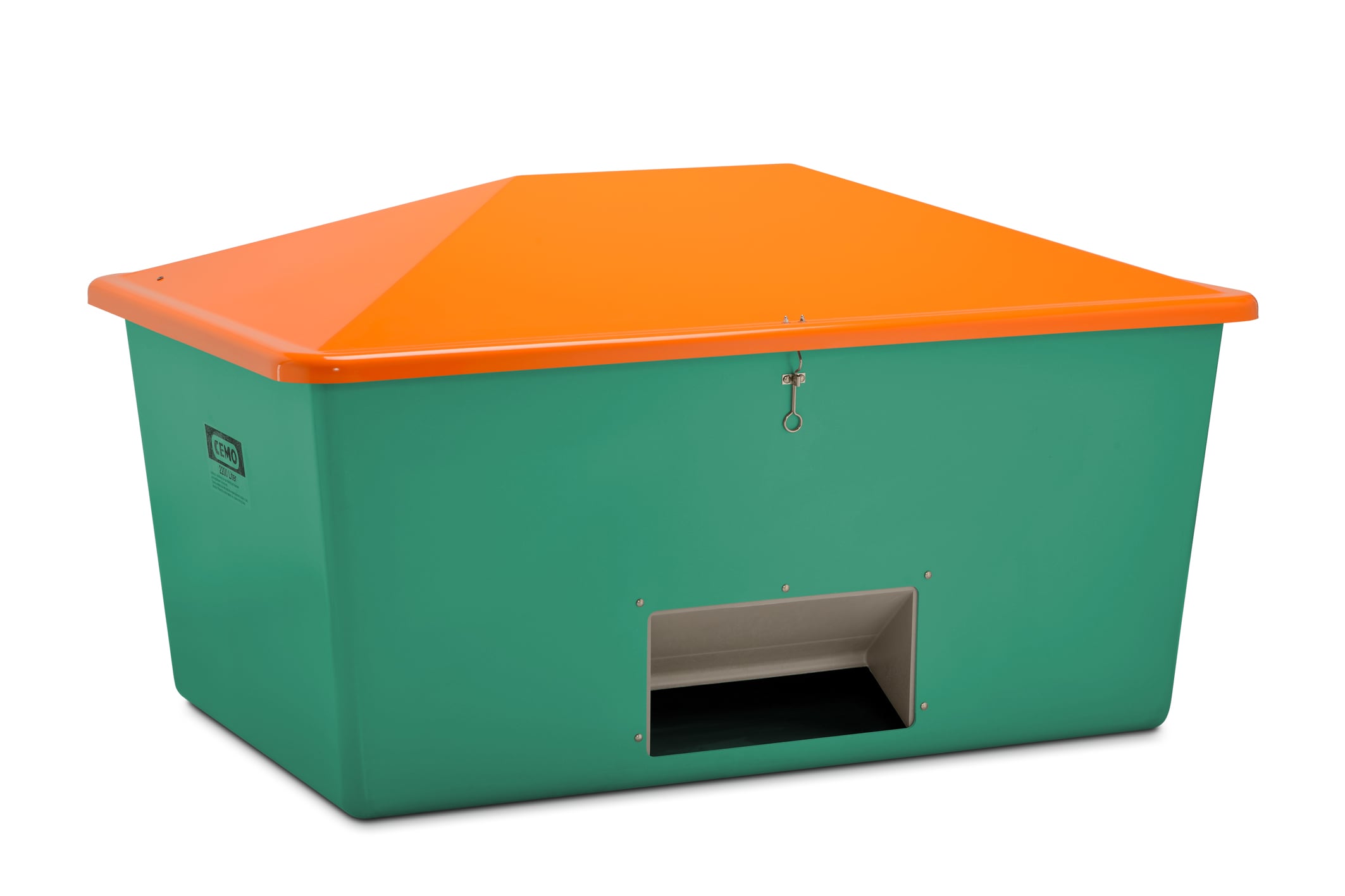 Grit container 2200 l,  green/orange with chute