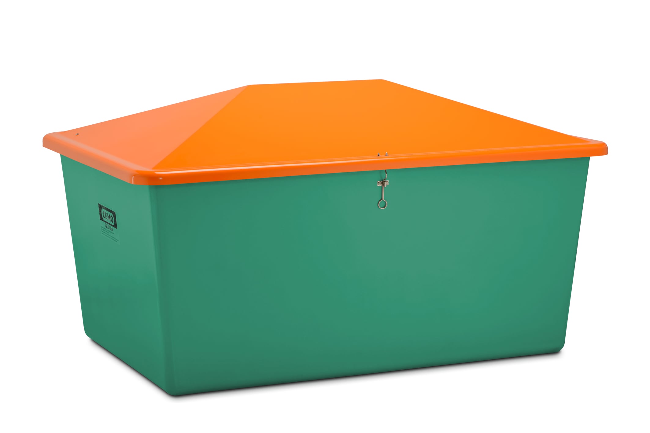 Grit container 2200 l,  green/orange without chute