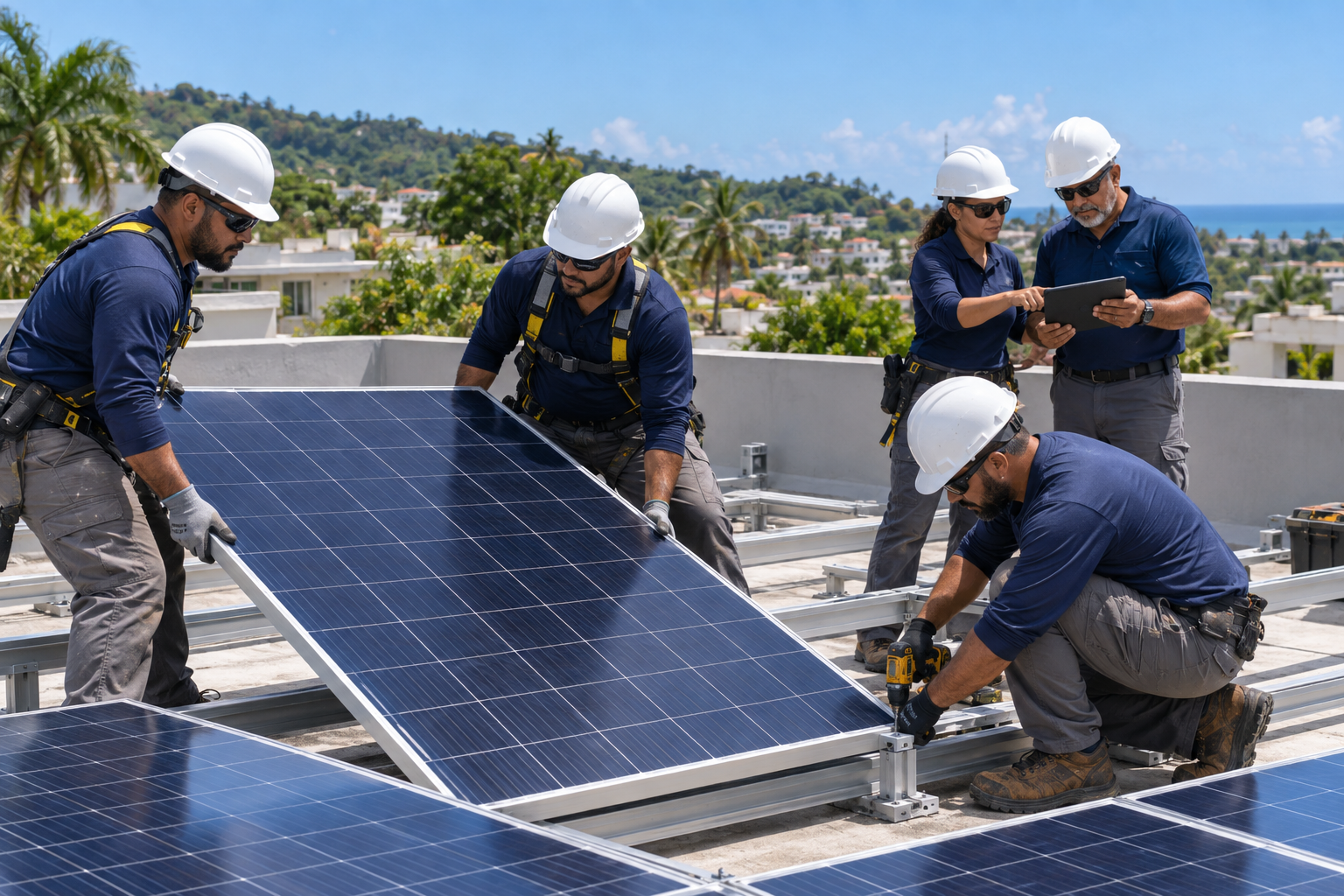 Equipo de instalación solar