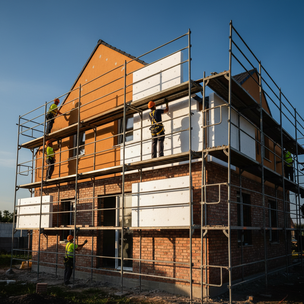 Premium construction materials meeting - oak wood and concrete