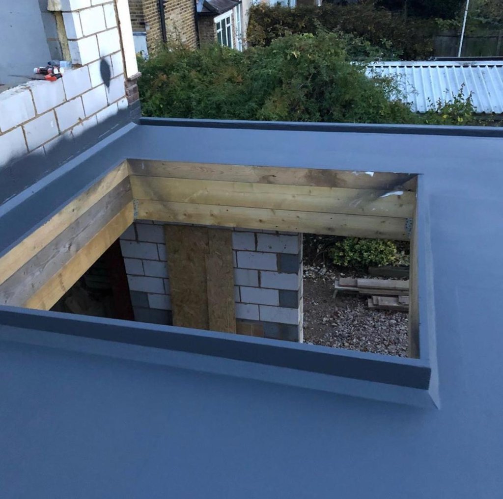 Rocathaan HotSpray rooflight upstand detail — polyurea membrane detailing