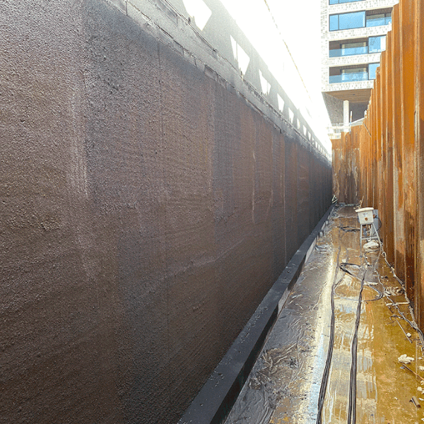 BelowGrade retaining wall waterproofing application