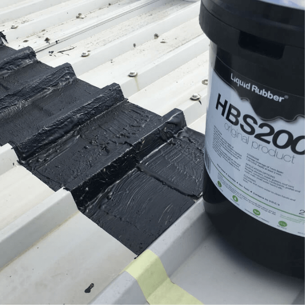 HBS200 hand-applied to corrugated metal gutter with masking tape detailing