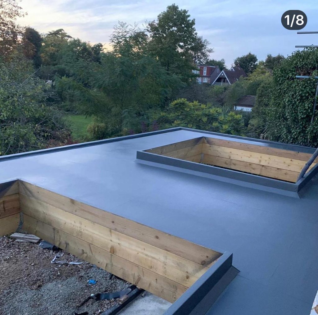Rocathaan HotSpray residential extension roof — spray polyurea waterproofing