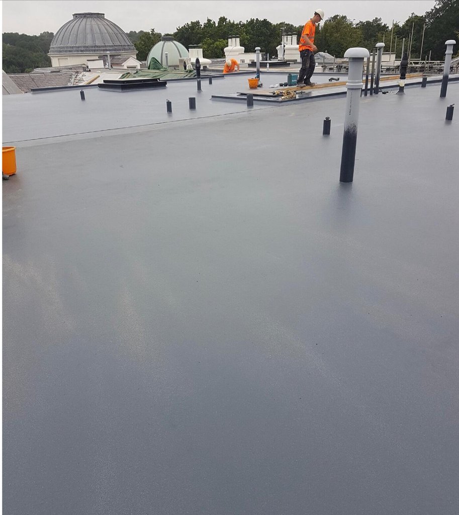 Spray-applied aromatic polyurea membrane on industrial substrate