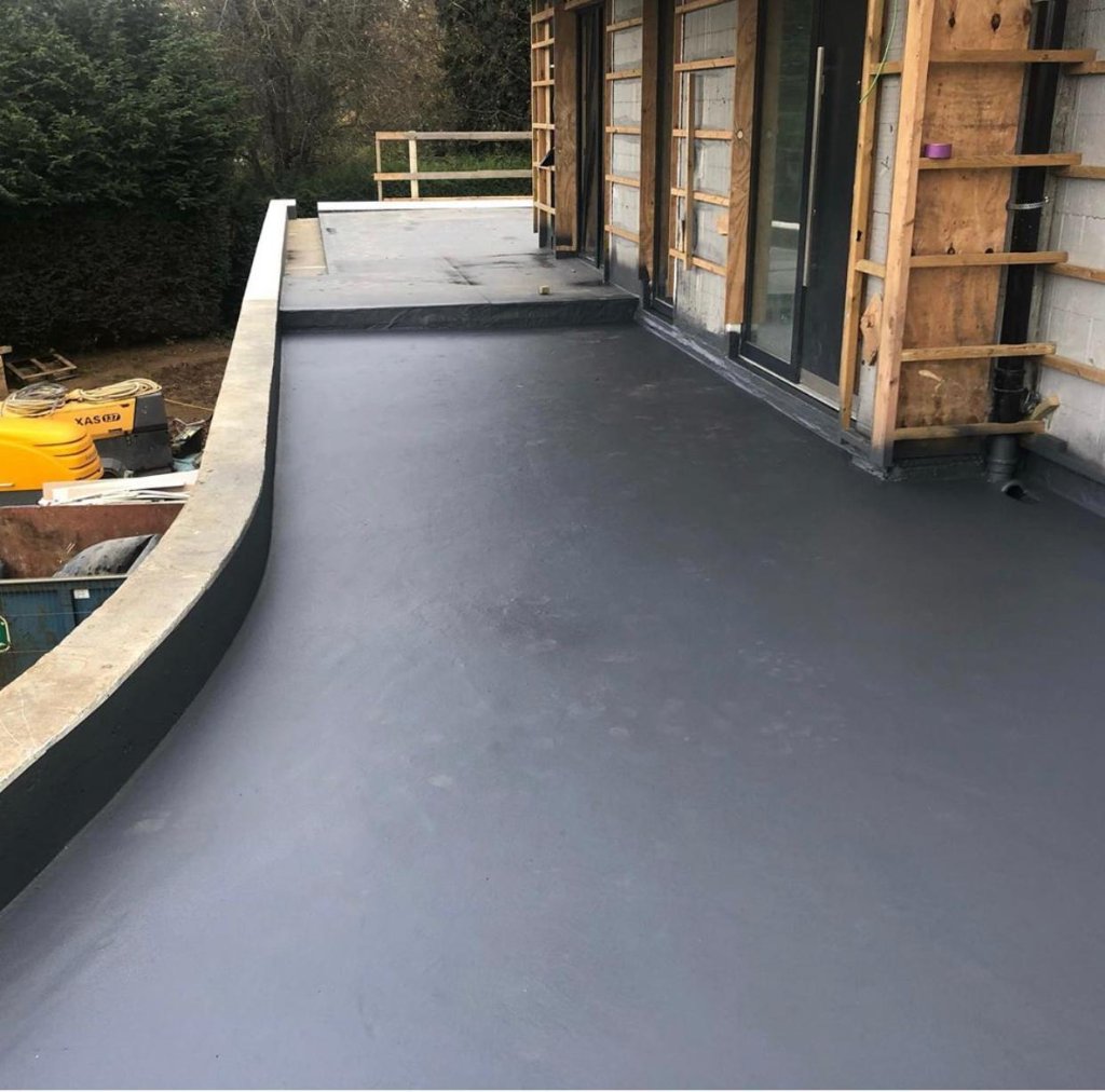 Rocathaan HotSpray new build terrace — polyurea waterproofing system