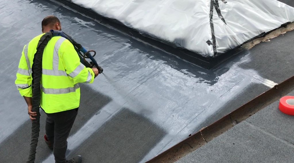 Rocathaan HotSpray stairwell lining — protective polyurea coating