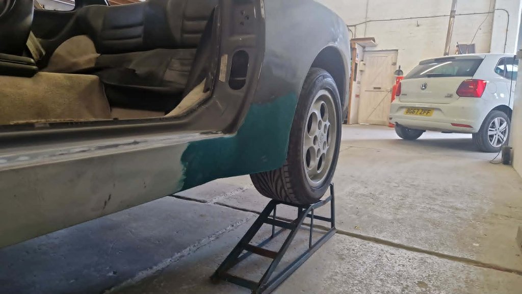 Wing panel being sanded and repaired — M&M Vehicle Repairs
