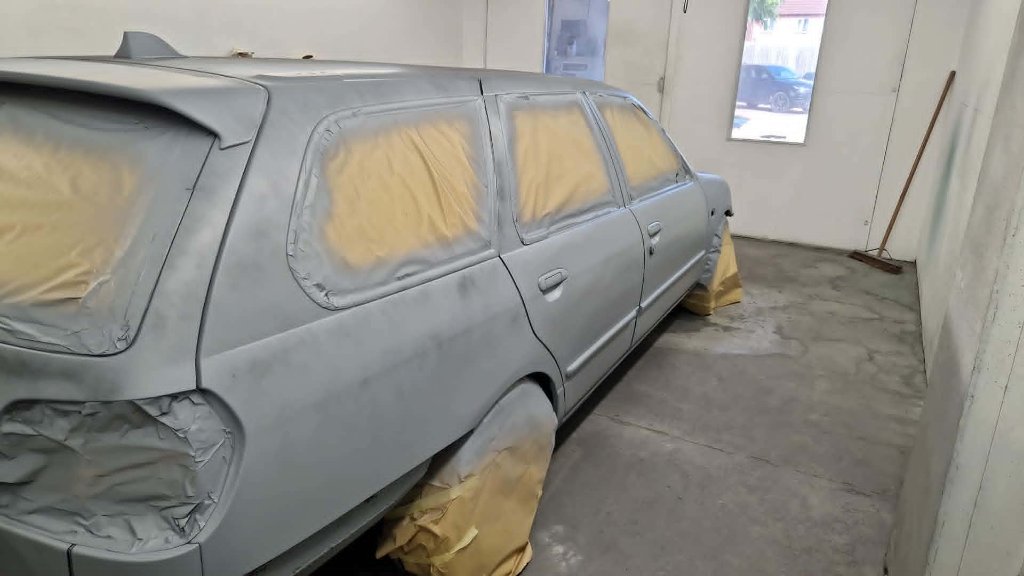 Porsche 944 stripped and prepped for bare-metal respray