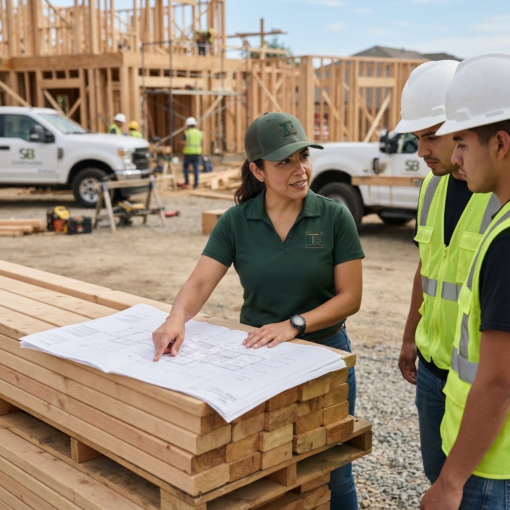 Construction foreman wearing an embroidered company hat