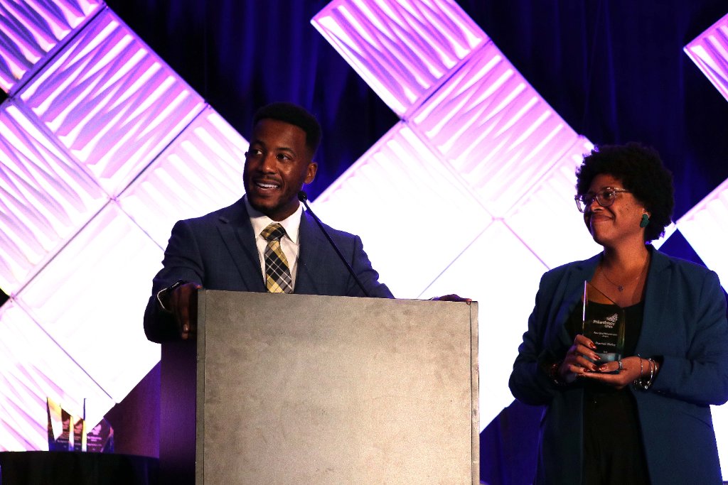 Philanthropy Ohio Emerging Philanthropist — at the podium