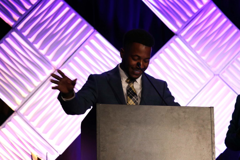 Philanthropy Ohio — Award acceptance with award in hand