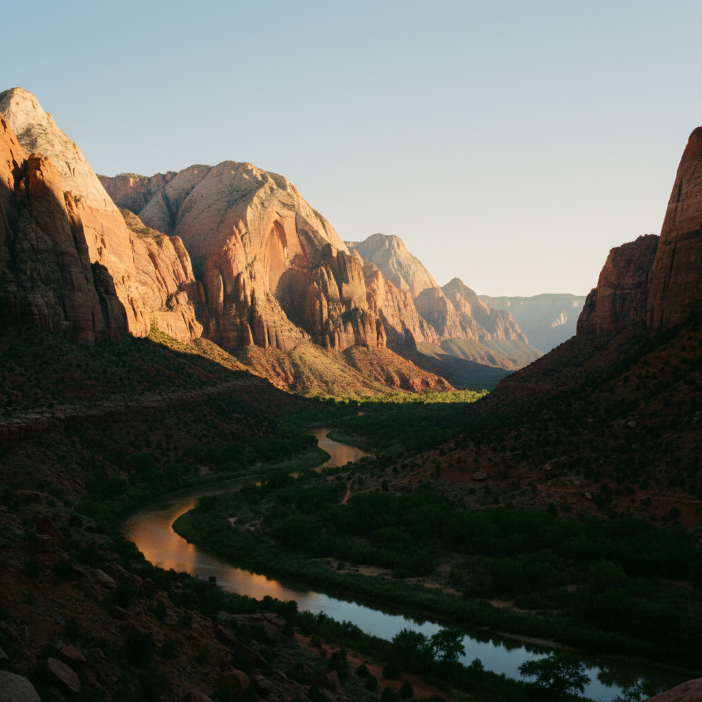 Mountain peak at dawn