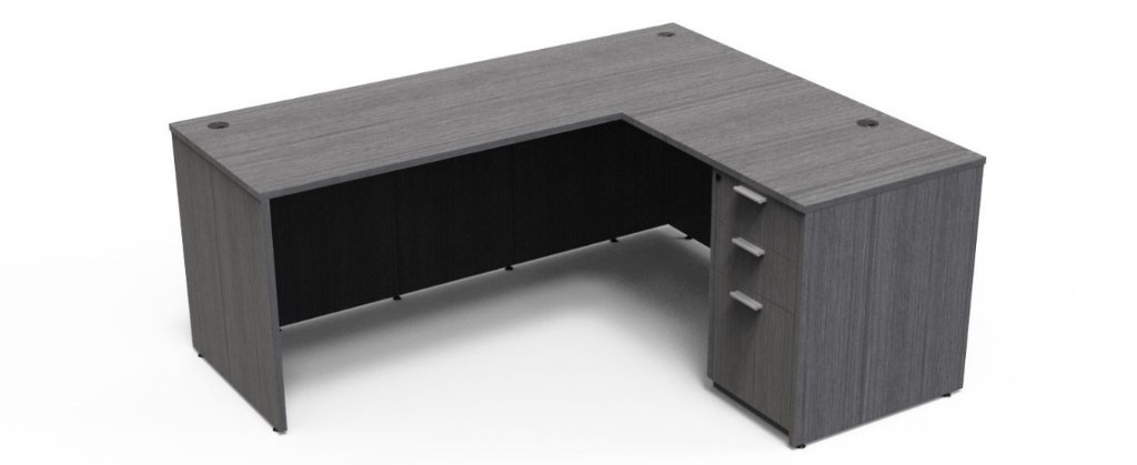 L-Shape Desk – Single Ped (30x66 + 24x48 return)