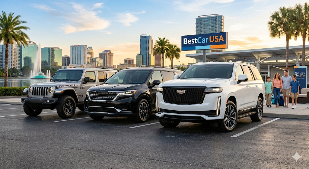 BestCar Florida Fleet — Jeep Wrangler, Kia Carnival, Cadillac Escalade