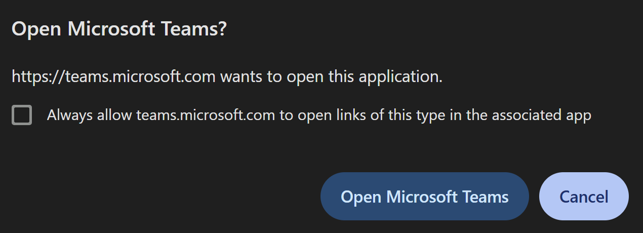 Step 1 — Cancel the Microsoft Teams App Prompt