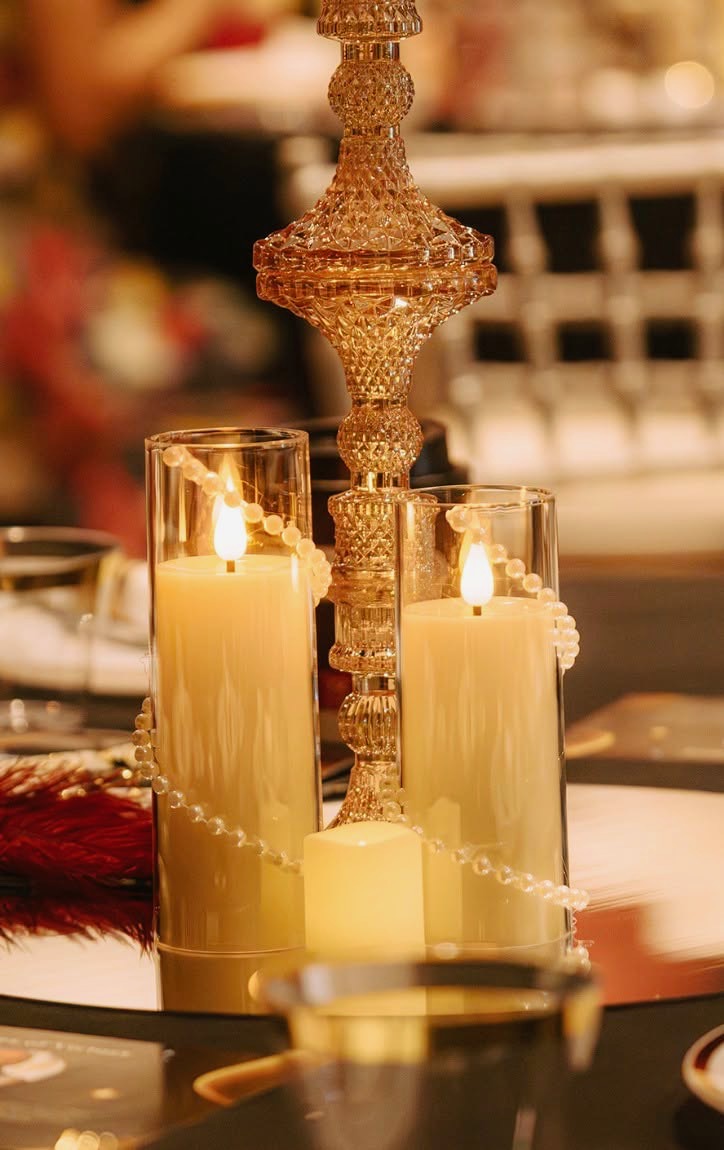 Gold candle centerpiece