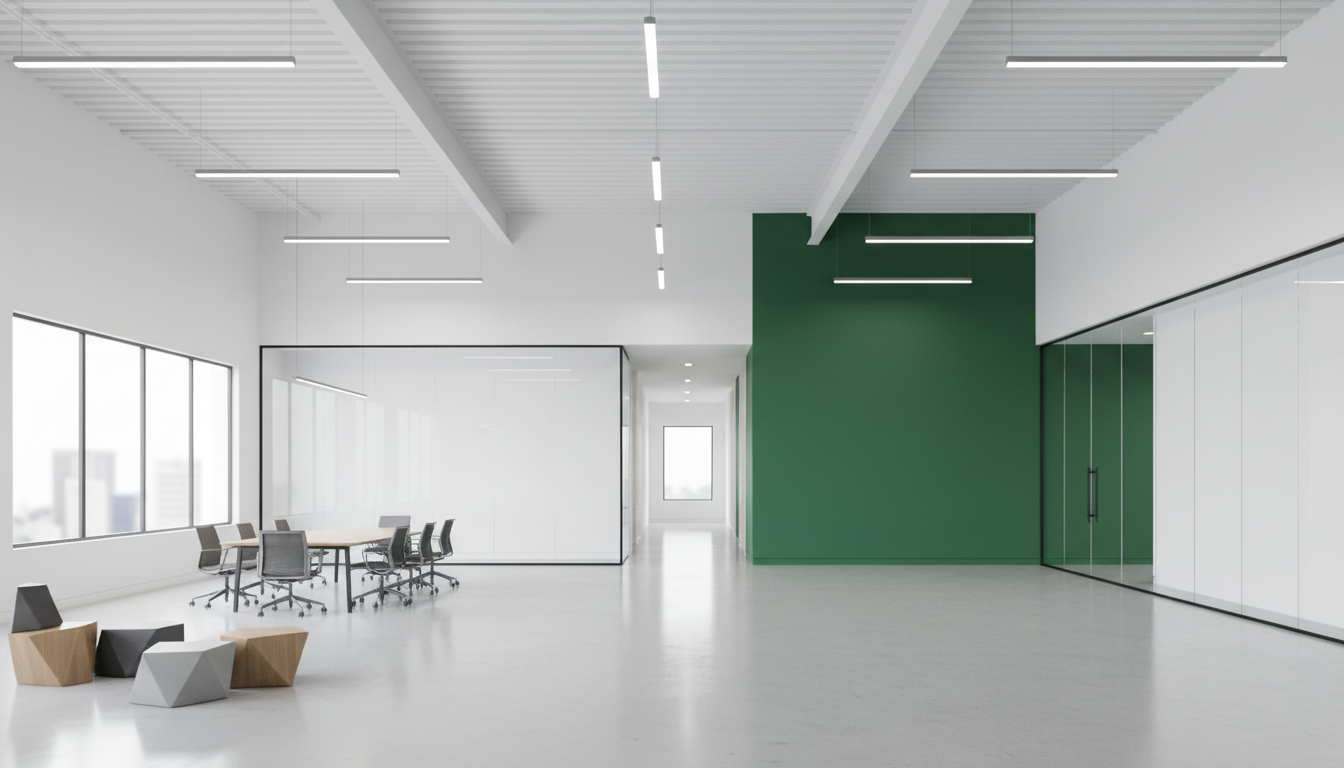 Commercial painter refreshing an office interior in Saskatoon