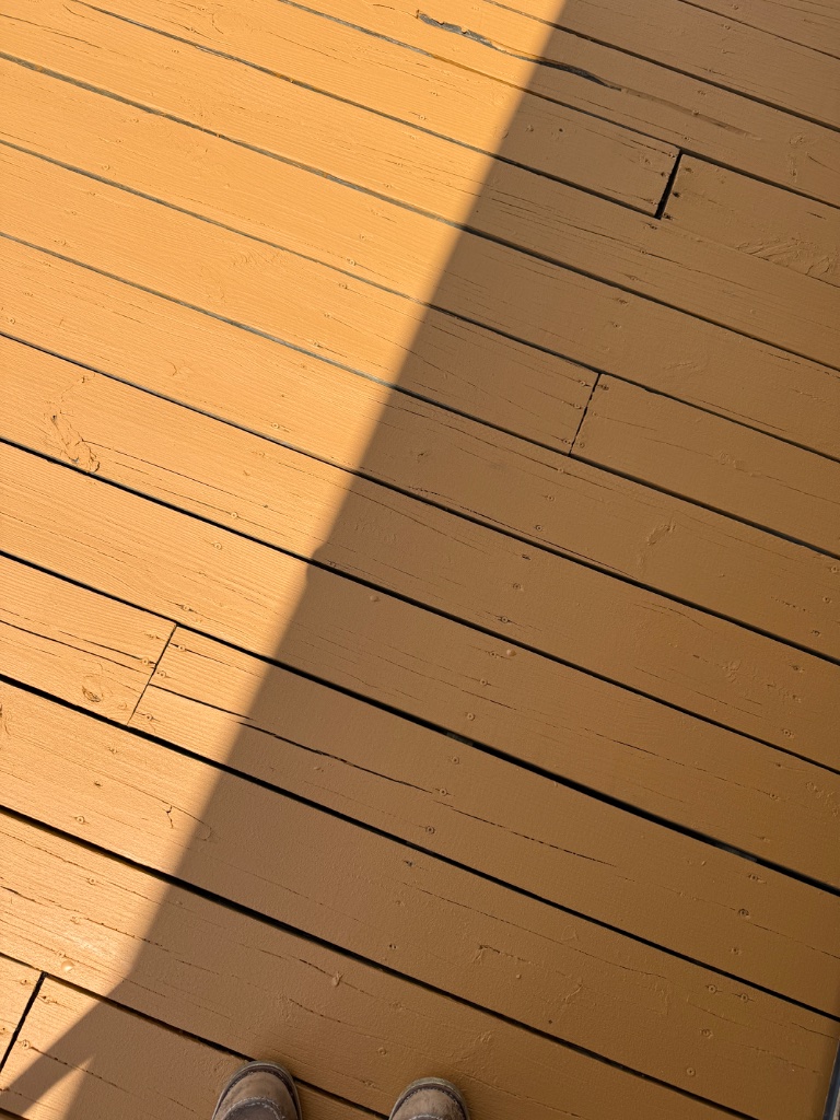 Close-up of finished deck surface — uniform coverage