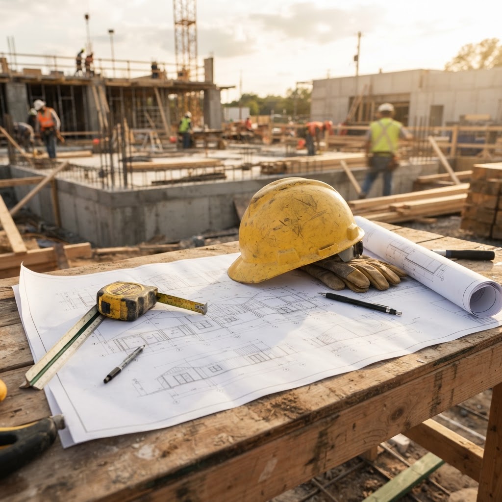 Construction blueprints and plans