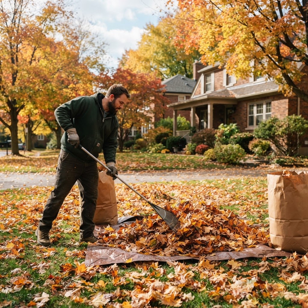Fall seasonal yard cleanup