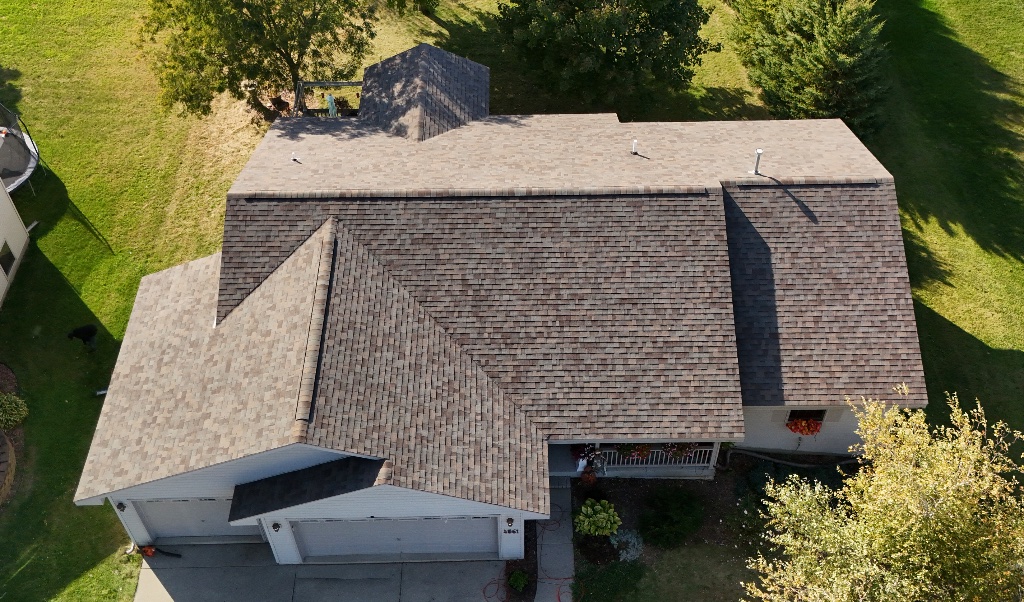 Complex multi-gabled shingle roof