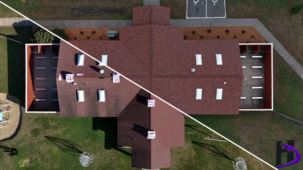 Before and after roof restoration