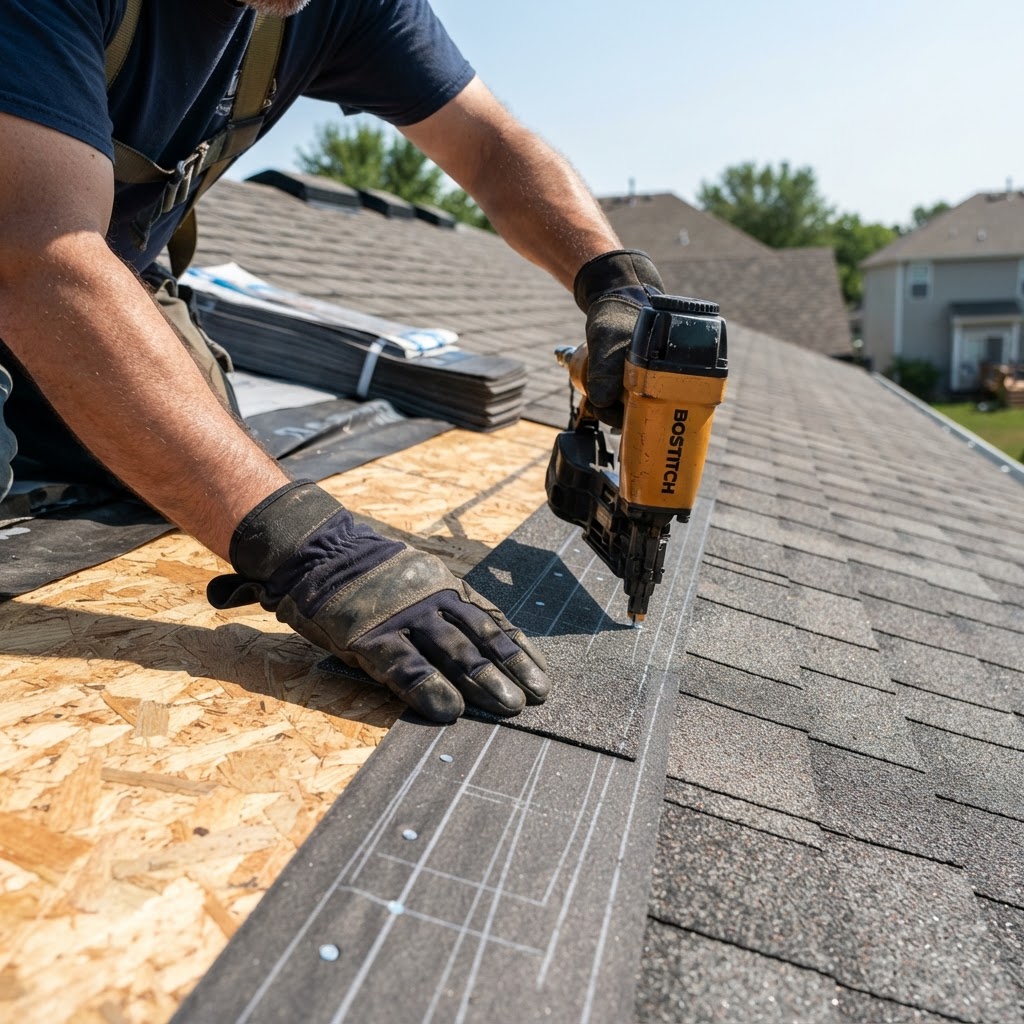 Roofing shingle installation