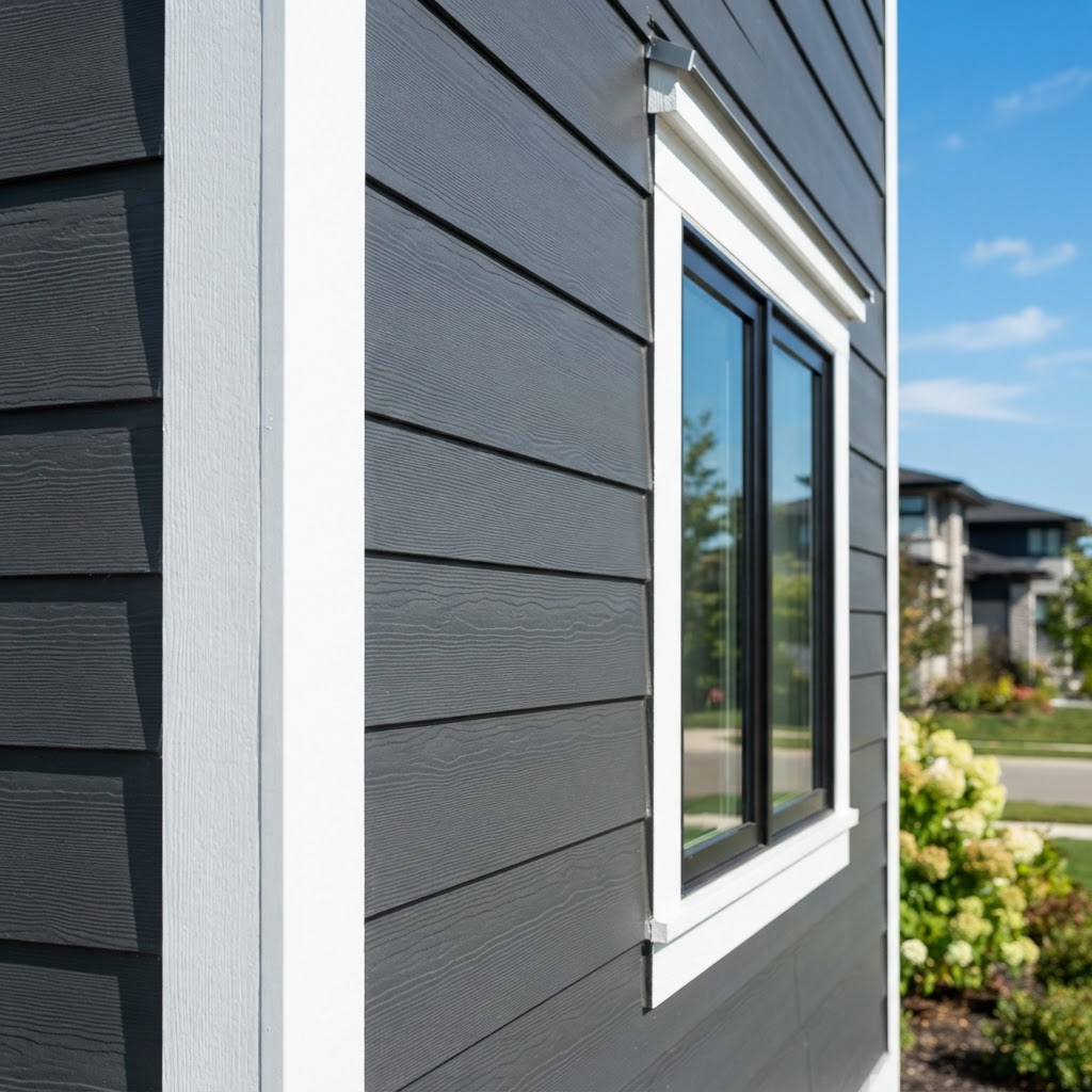 Fiber cement siding on a suburban home