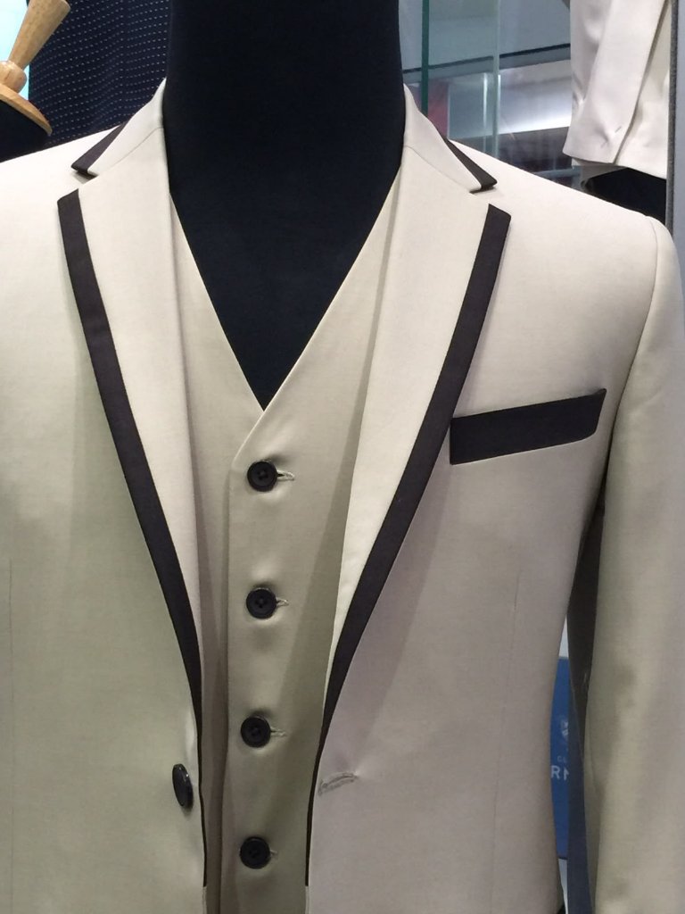 Cream Waistcoat — Dark Trim Detail