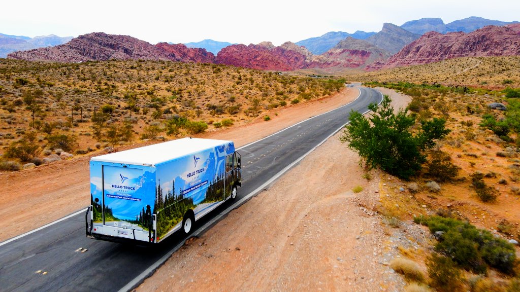Hello Truck Lease van on the road