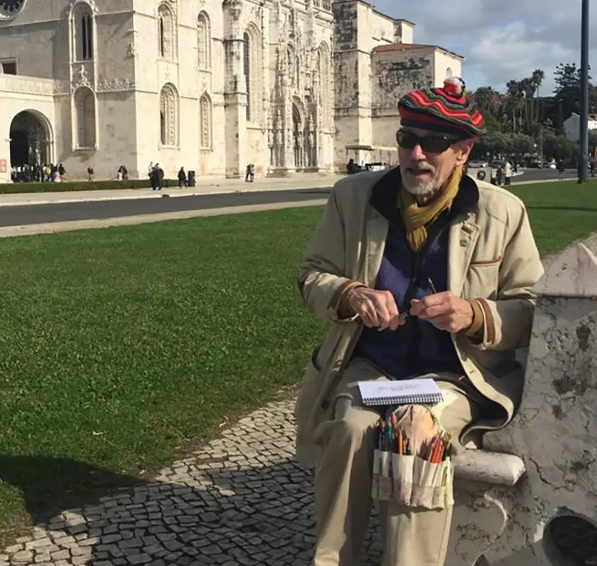 Jim Lammers sketching abroad
