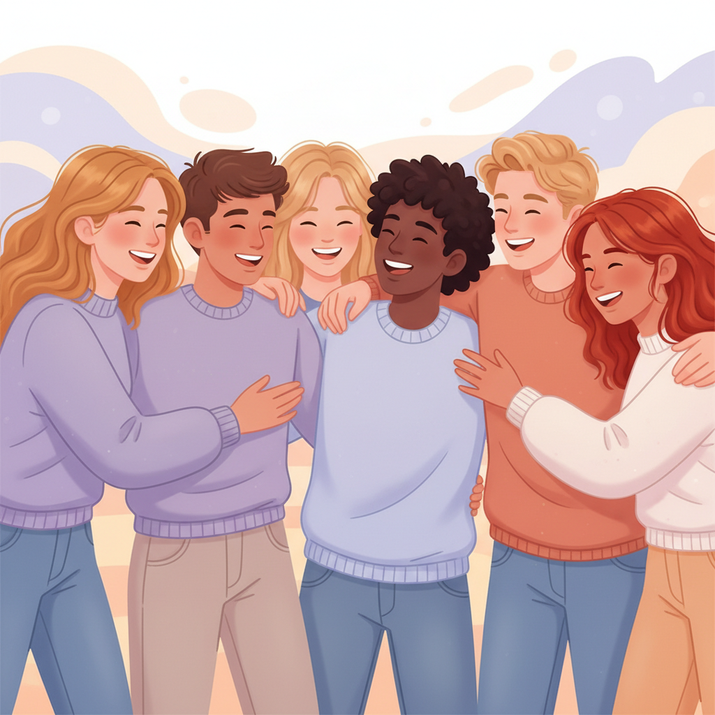 Friends having fun together illustration