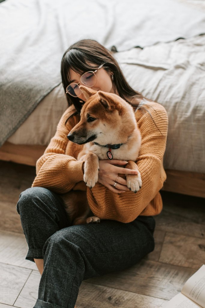Pet owner with dog