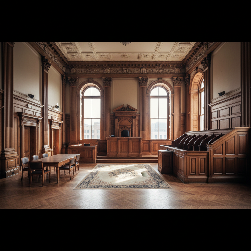 Empty courtroom interior