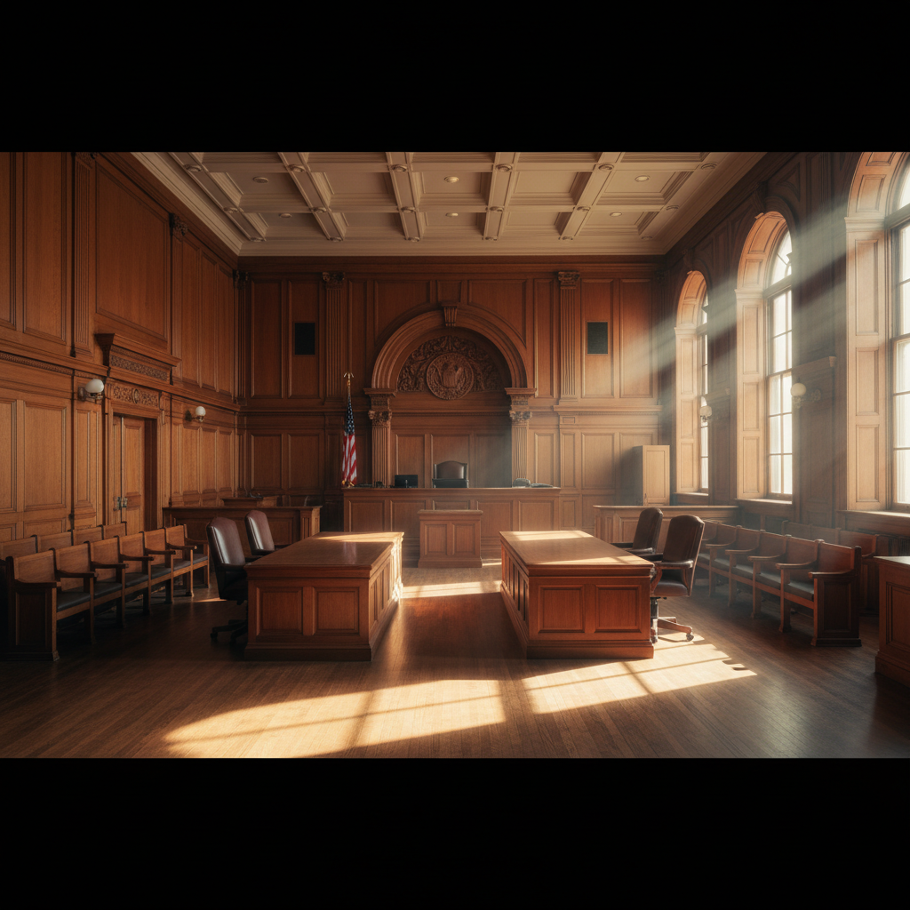 Empty courtroom interior