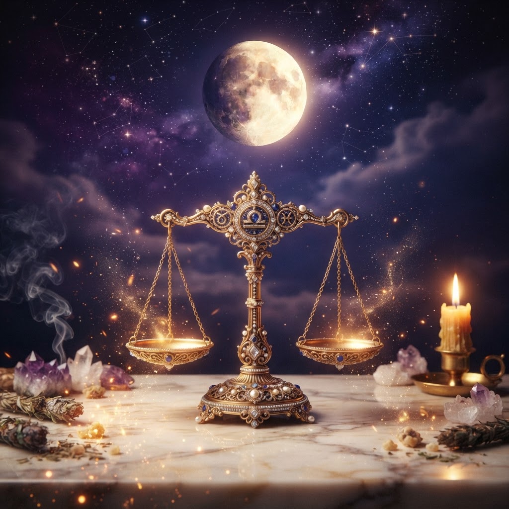 Waning Gibbous Reflections Amidst the Libra Scales