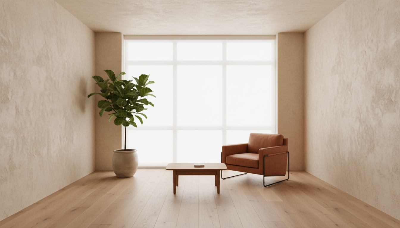 Warm, minimalist therapy office with natural light
