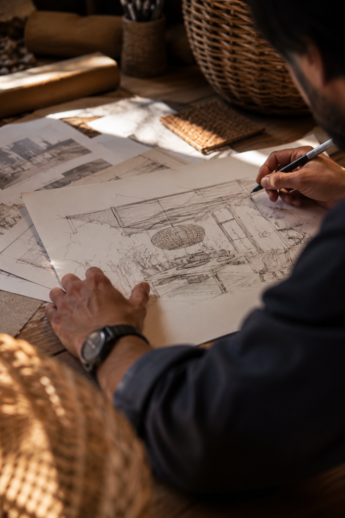 Diseño de interiores con mimbre