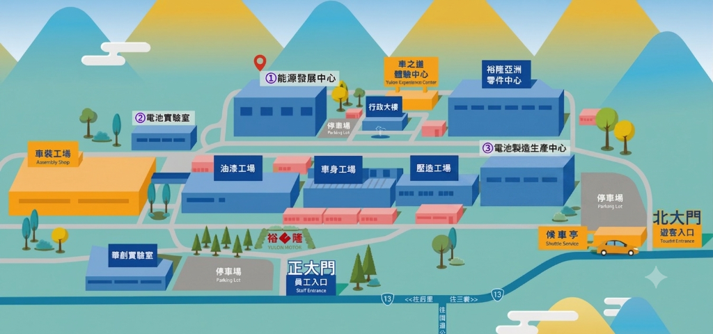 裕隆汽車三義總部園區 — 能源發展中心位置示意圖